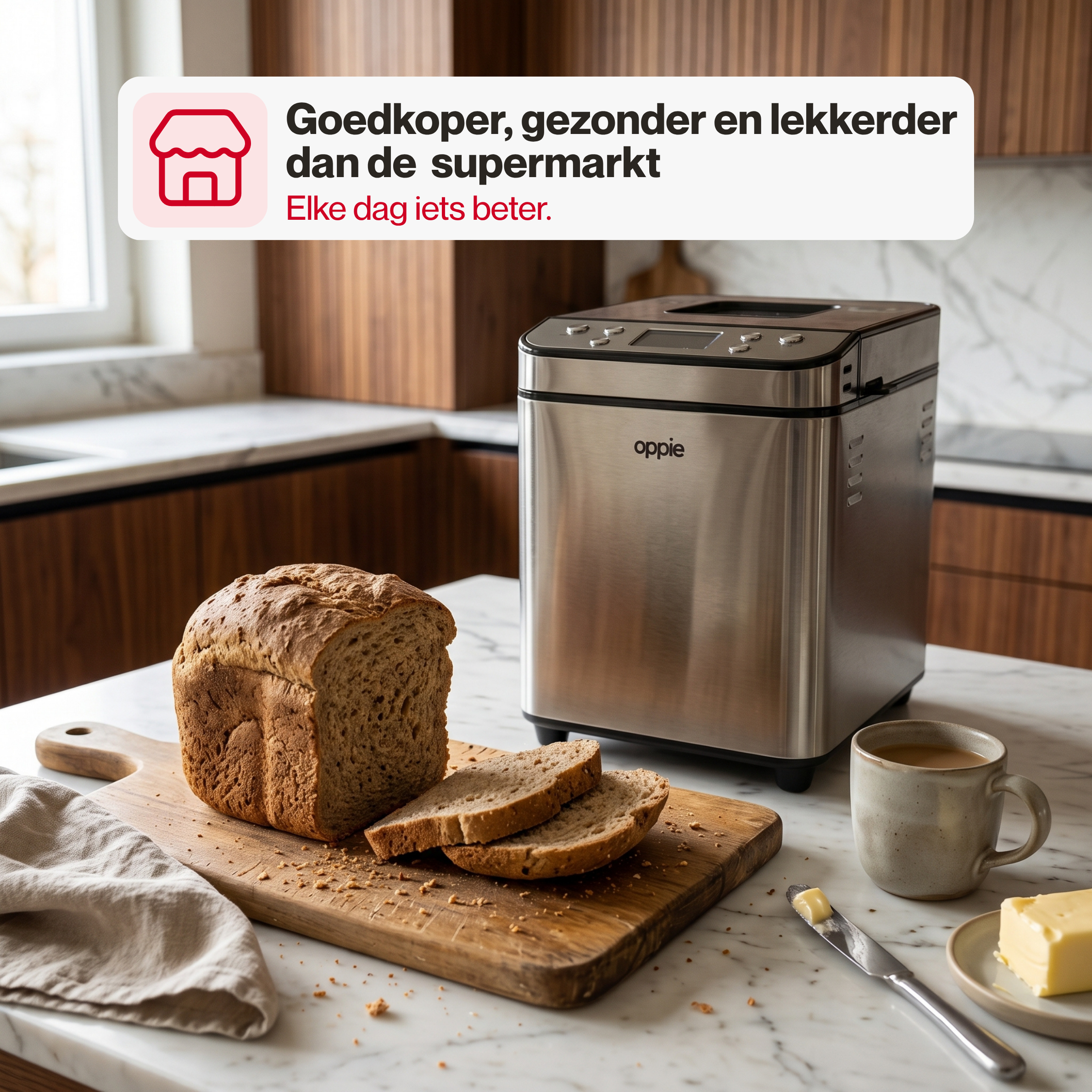 Vers brood uit de Oppie broodbakmachine, beter dan supermarktbrood
