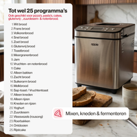 25 programma's waaronder basic, zuurdesem, glutenvrij, pizza, pasta en cake