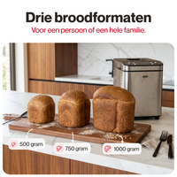 Drie broodgewichten: 500 g, 750 g en 1000 g
