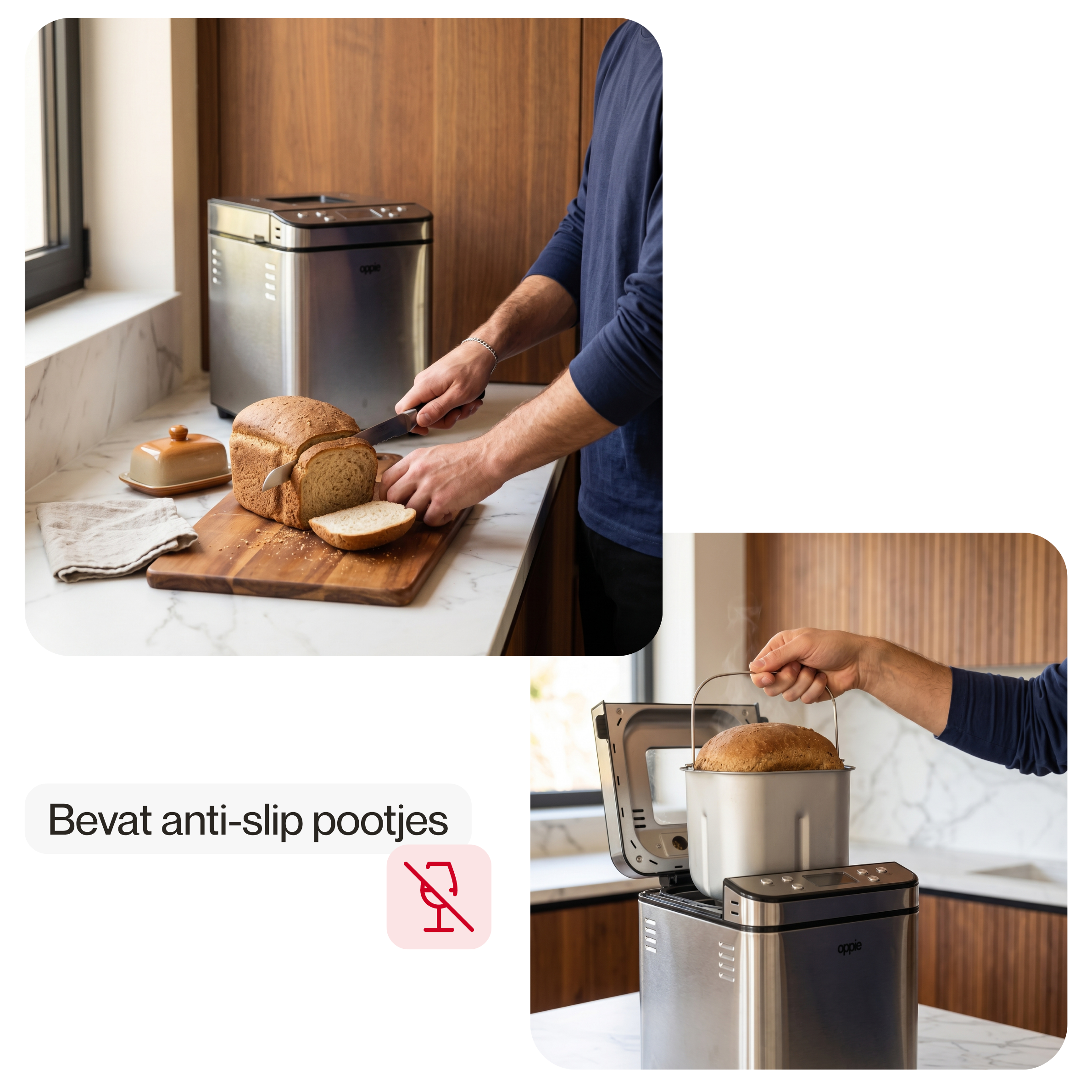 Antislip-pootjes voor een stabiele broodbakmachine
