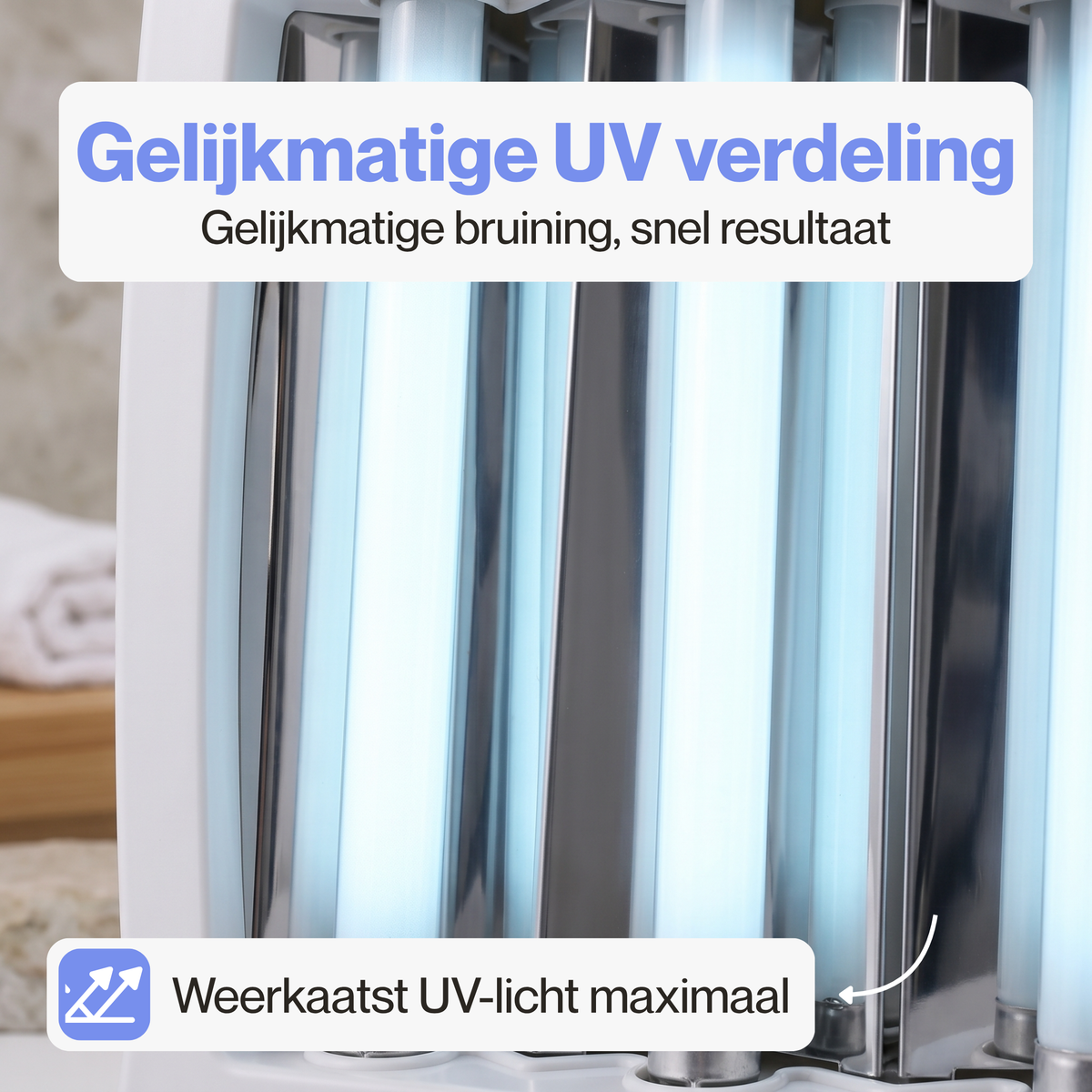 Egale bruining van gezicht, hals en schouders zonder strepen of vlekken