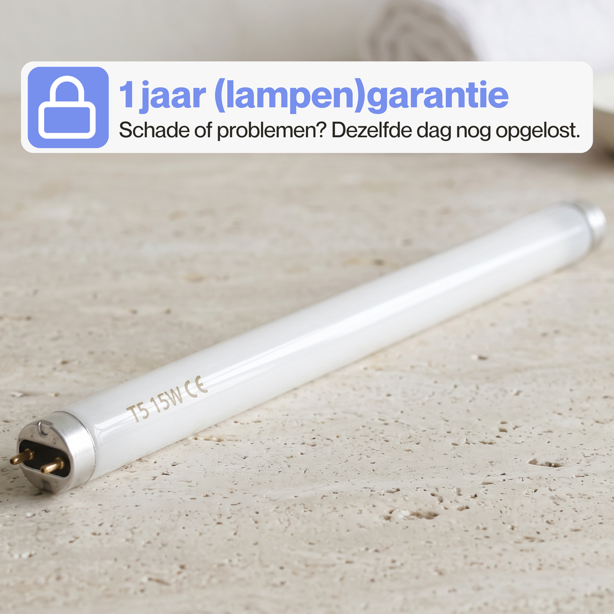 Een jaar garantie op de lampen van de Zonaro gezichtsbruiner