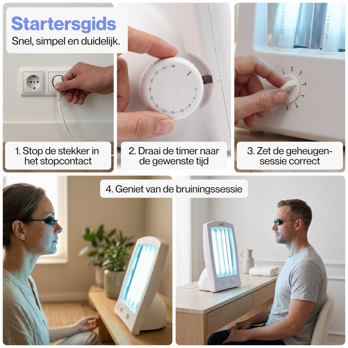 Startergids met stappenplan voor het gebruik van de gezichtsbruiner
