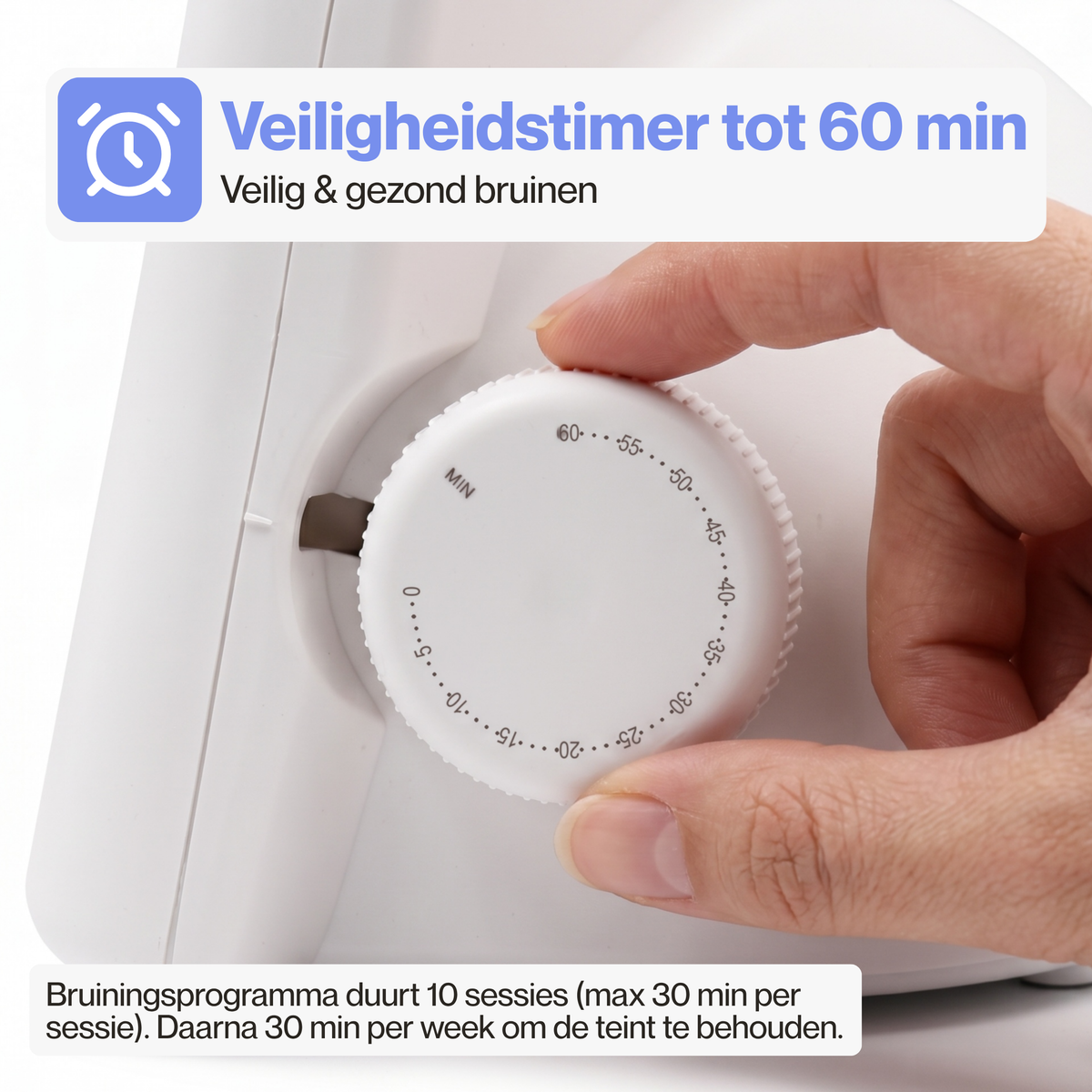Ingebouwde veiligheidstimer die het apparaat automatisch uitschakelt