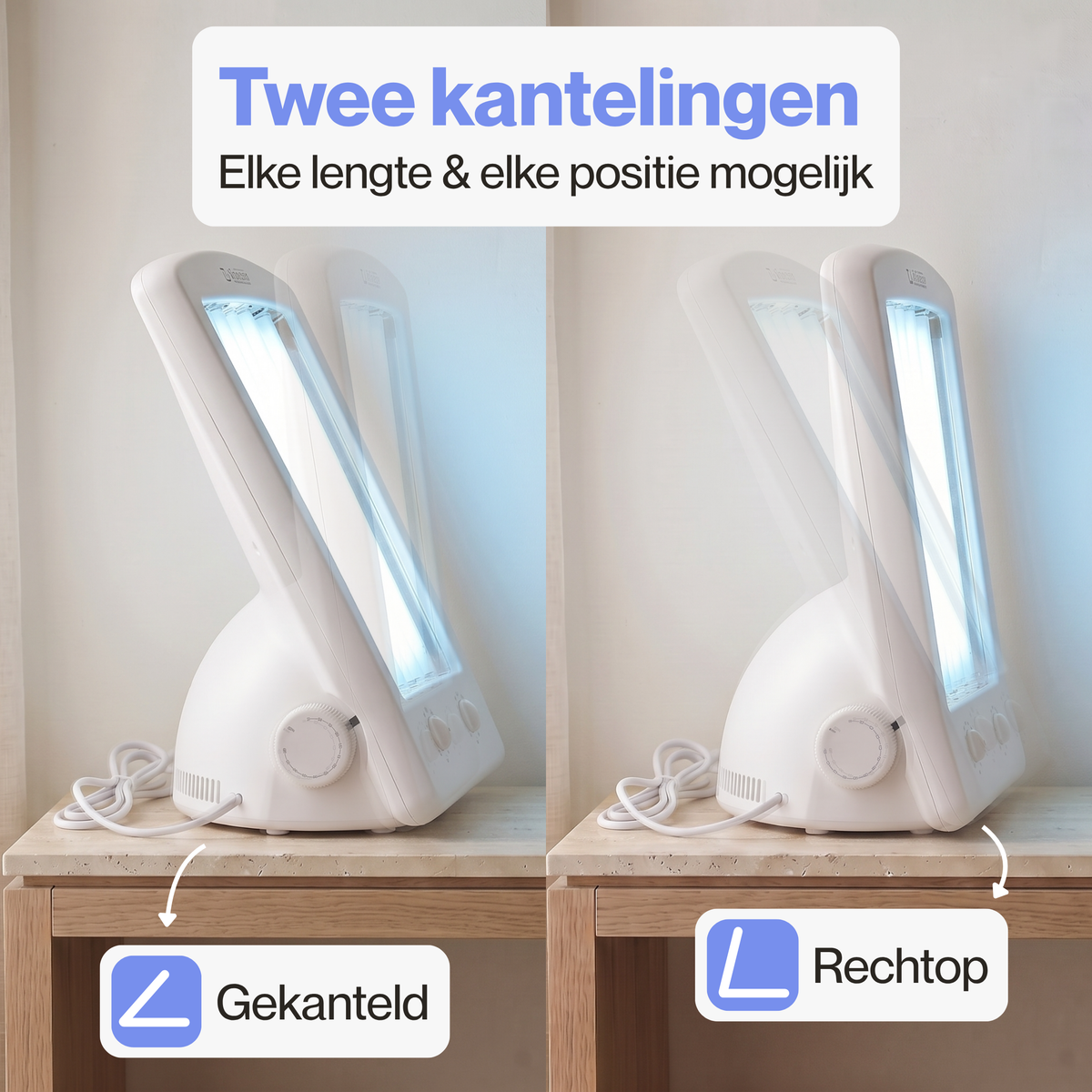 Gezichtsbruiner met verstelbare kiepstand van 75 en 85 graden